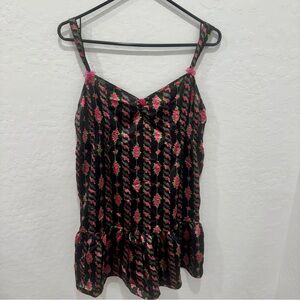 Y2K Betsey Johnson Cami Womens Medium Floral Satin Vintage Camisole Valentines